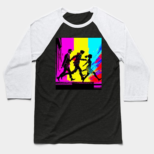 ABSTRACT ART DESIGN.  3 PEOPLE MOVING FORWARD. VIBRANT AND INCREDIBLY UNIQUE. Baseball T-Shirt by StayVibing